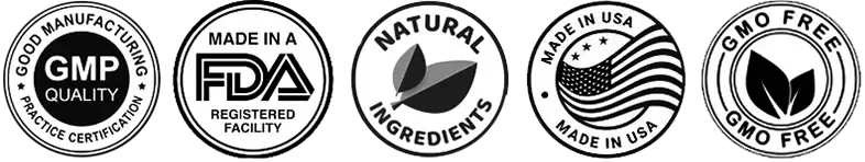 Certifications - GMP, FDA, Natural, Made in USA, GMO Free